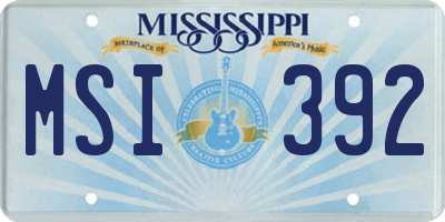MS license plate MSI392