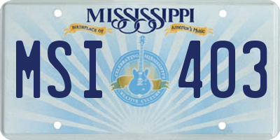 MS license plate MSI403