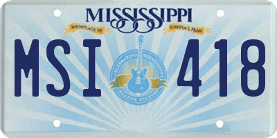 MS license plate MSI418
