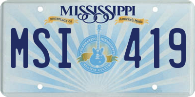 MS license plate MSI419