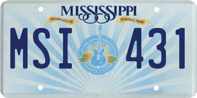 MS license plate MSI431