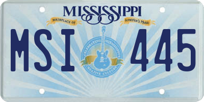 MS license plate MSI445