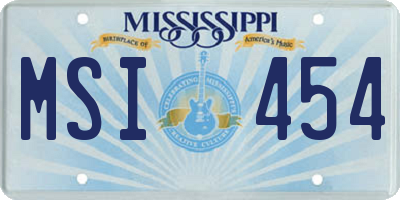 MS license plate MSI454