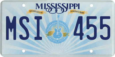MS license plate MSI455