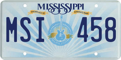 MS license plate MSI458