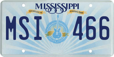 MS license plate MSI466