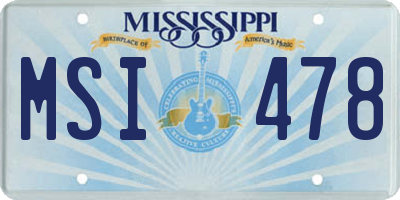 MS license plate MSI478