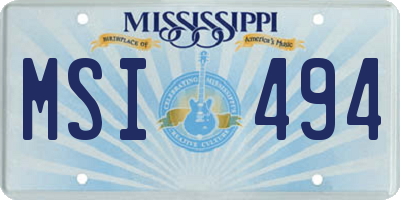MS license plate MSI494
