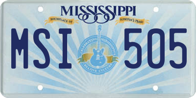 MS license plate MSI505