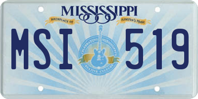 MS license plate MSI519