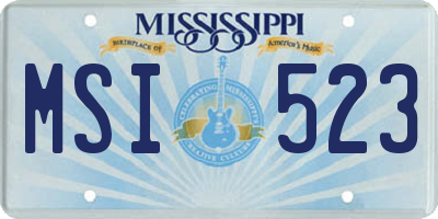 MS license plate MSI523