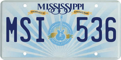 MS license plate MSI536