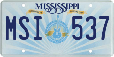 MS license plate MSI537