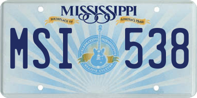 MS license plate MSI538