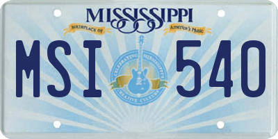 MS license plate MSI540