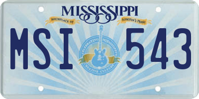 MS license plate MSI543