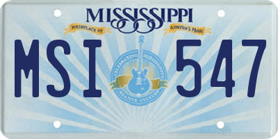 MS license plate MSI547