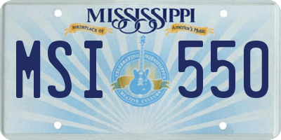 MS license plate MSI550