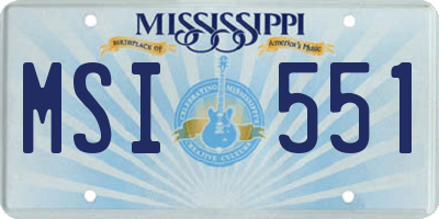 MS license plate MSI551