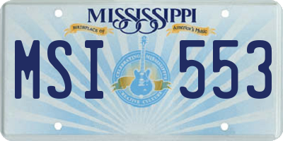 MS license plate MSI553