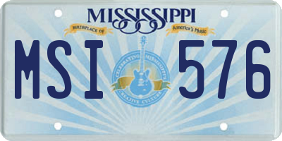 MS license plate MSI576