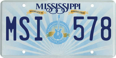 MS license plate MSI578