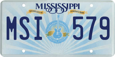 MS license plate MSI579