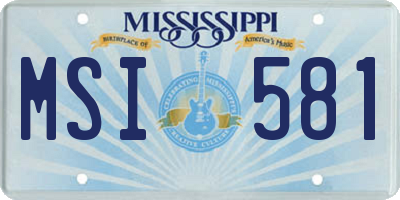 MS license plate MSI581