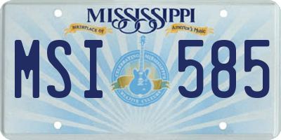 MS license plate MSI585