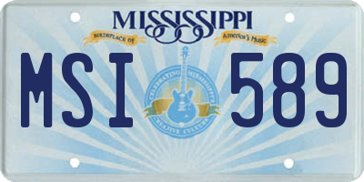 MS license plate MSI589