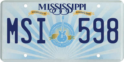 MS license plate MSI598
