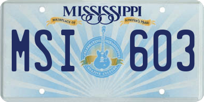 MS license plate MSI603