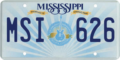 MS license plate MSI626