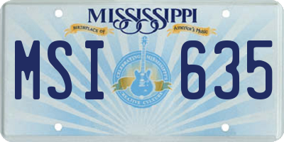 MS license plate MSI635