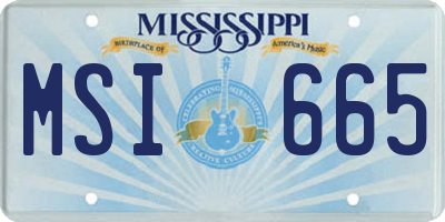 MS license plate MSI665