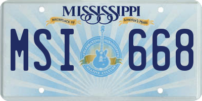 MS license plate MSI668