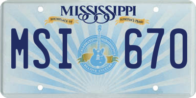 MS license plate MSI670