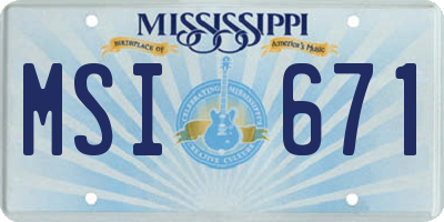 MS license plate MSI671