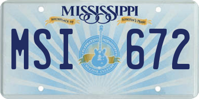 MS license plate MSI672