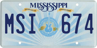 MS license plate MSI674