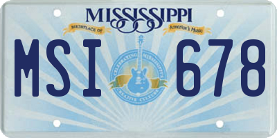 MS license plate MSI678
