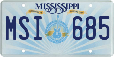 MS license plate MSI685