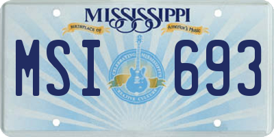 MS license plate MSI693