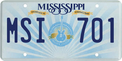 MS license plate MSI701