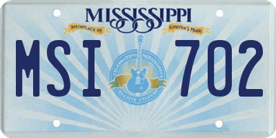MS license plate MSI702
