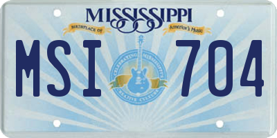 MS license plate MSI704