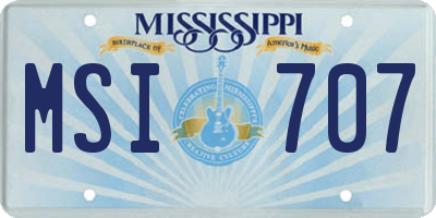 MS license plate MSI707
