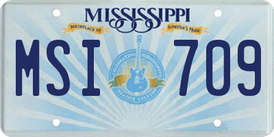 MS license plate MSI709