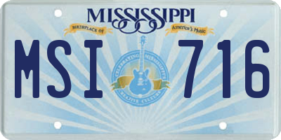 MS license plate MSI716