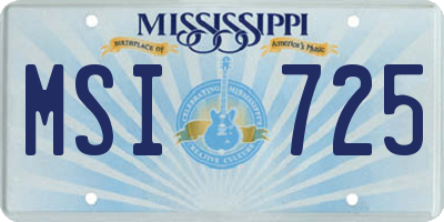 MS license plate MSI725